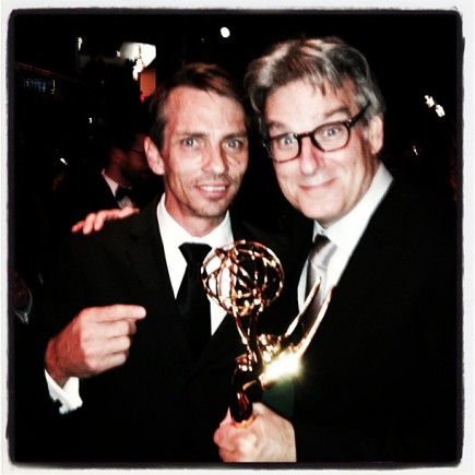 Actor, Charles Baker (left) celebrates Emmy win for Breaking Bad - Best Drama Winner